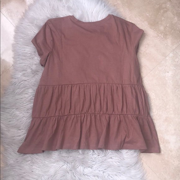 Zara Blush Ruffled Short Sleeve Tee Shirt - Picture 6 of 7